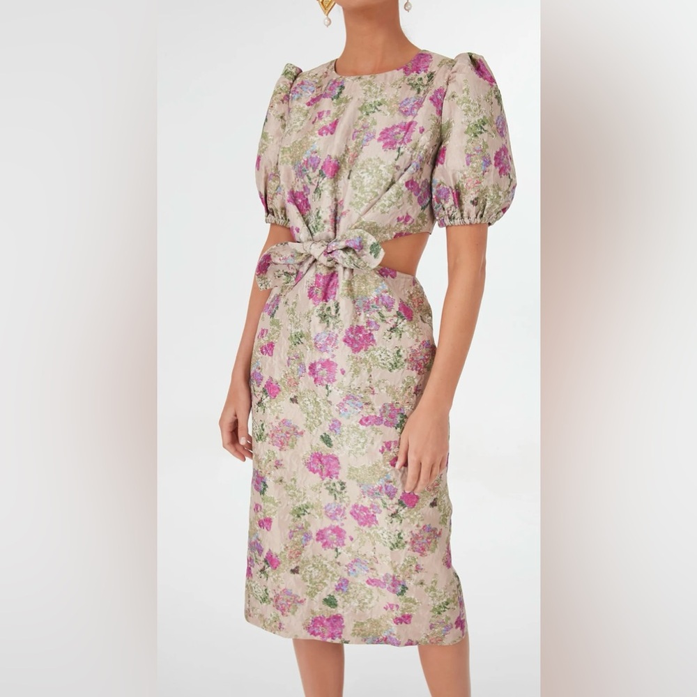 Tuckernuck Size Large 12 Duchess Gracen Dress Gold Floral